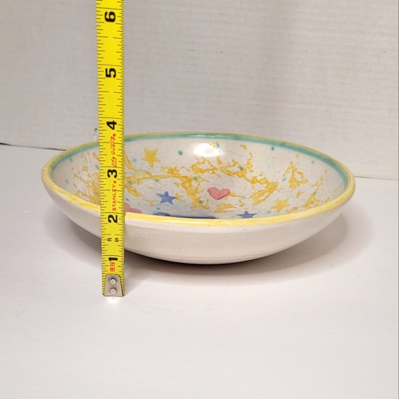 Dan Lasser Vintage Ceramic Stoneware Art Pottery Pasta Bowl Blue Rabbit Design - Picture 5 of 6